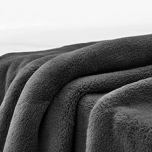 Throw Blanket,Flannel Fleece Soft Luxury Warm Bed Blanket All Season Plush Lightweight Blankets for Sofa,Machine Washable Blankets Fleeces (Dark Grey, Queen(90''X90''))