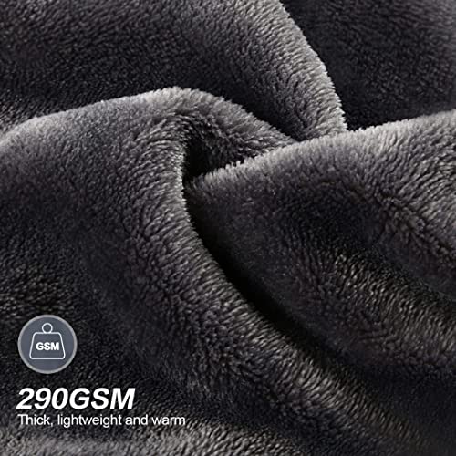 Throw Blanket,Flannel Fleece Soft Luxury Warm Bed Blanket All Season Plush Lightweight Blankets for Sofa,Machine Washable Blankets Fleeces (Dark Grey, Queen(90''X90''))