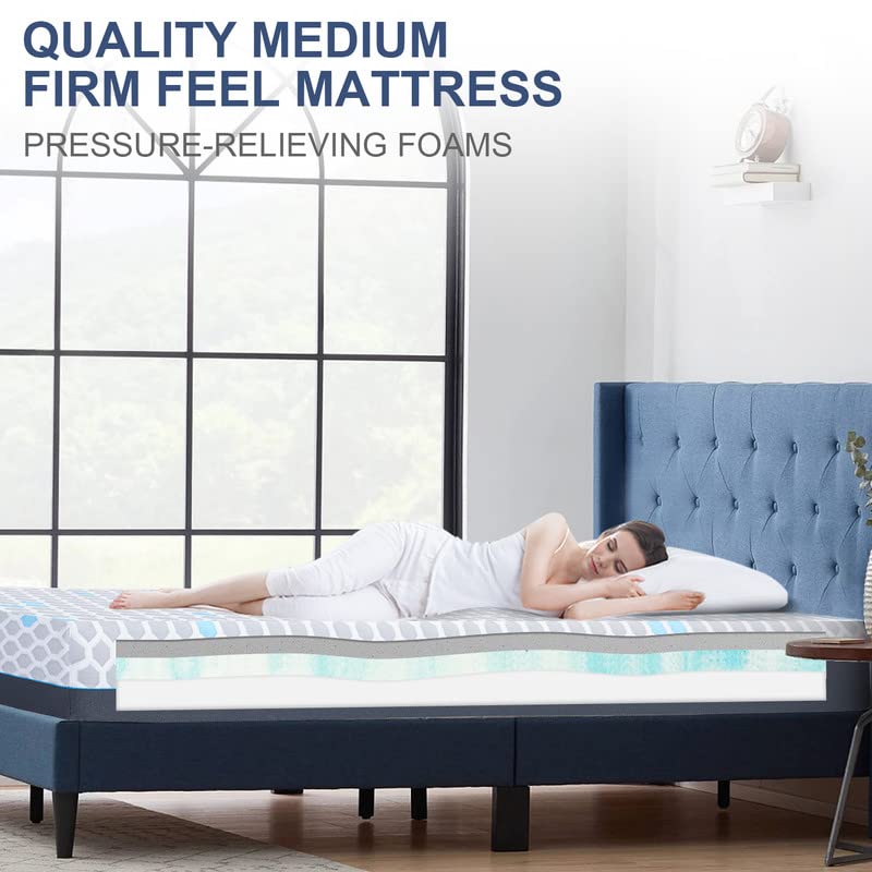 Opoiar Twin XL Mattress - Memory Foam Mattress 10 Inch Bamboo Charcoal Gel Memory Foam Mattress in a Box, Foam Bed Mattress Medium Firm, Full Size Mattress,USA