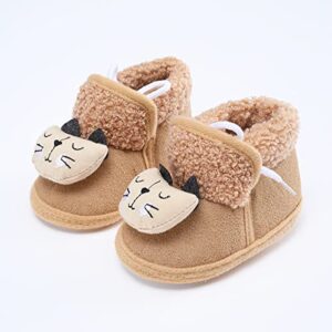 Baby Girls Boys Warm Shoes Soft Sole Booties Snow Boots Fall Winter Spring Shoes Little Girls Tennis Shoes (Brown, 6-12 Months)