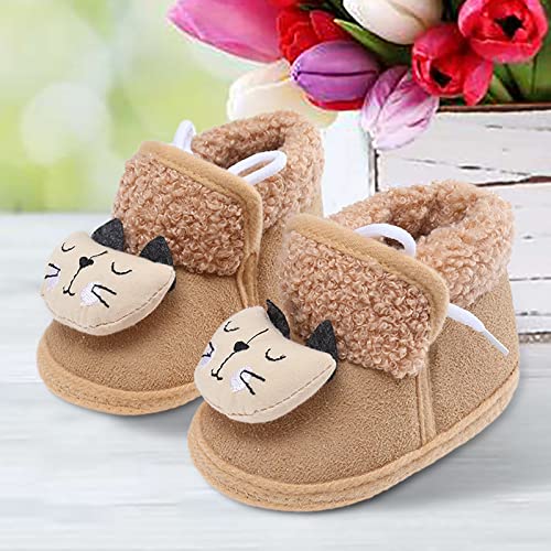 Baby Girls Boys Warm Shoes Soft Sole Booties Snow Boots Fall Winter Spring Shoes Little Girls Tennis Shoes (Brown, 6-12 Months)