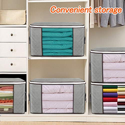 FATMOON Large Storage Bags,90L,3 Pack Clothes Storage Bins,23.6 x 16.9 x 13.7 inches Foldable Closet Organizers Storage Containers with Durable Handles