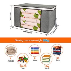 FATMOON Large Storage Bags,90L,3 Pack Clothes Storage Bins,23.6 x 16.9 x 13.7 inches Foldable Closet Organizers Storage Containers with Durable Handles