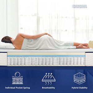 Olee Sleep 9 Inch Breeze Gel Infused Memory Foam Innerspring Mattress, Mattress in a Box, CertiPUR-US Certified, Queen