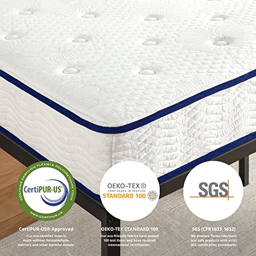 Olee Sleep 9 Inch Breeze Gel Infused Memory Foam Innerspring Mattress, Mattress in a Box, CertiPUR-US Certified, Queen