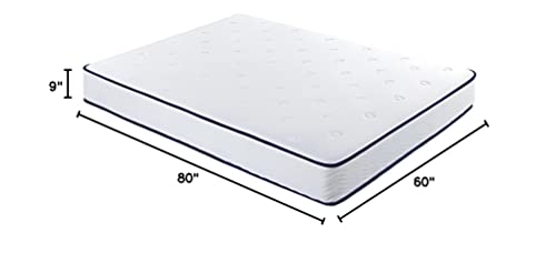 Olee Sleep 9 Inch Breeze Gel Infused Memory Foam Innerspring Mattress, Mattress in a Box, CertiPUR-US Certified, Queen