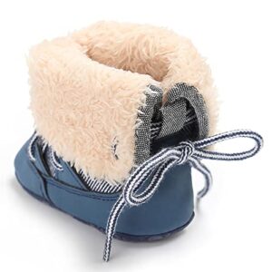 Baby Booties Newborn Girl Boy Shoes Infant Winter Warm Boots Rubber Sole Slip Boots Baby Snow Boots 18-24 Months (Blue, 6-12Months)