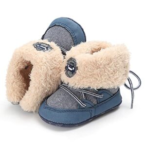 Baby Booties Newborn Girl Boy Shoes Infant Winter Warm Boots Rubber Sole Slip Boots Baby Snow Boots 18-24 Months (Blue, 6-12Months)