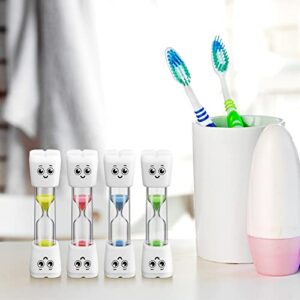 4 Pieces Toothbrush Timer for Kids 2 Minute Sand Timer Smile Pattern Tooth Brushing Sand Timer Timers for Proper Tooth Brushing Boys Girls Oral Hygiene Party Favors (Blue, Pink, Yellow, Green)