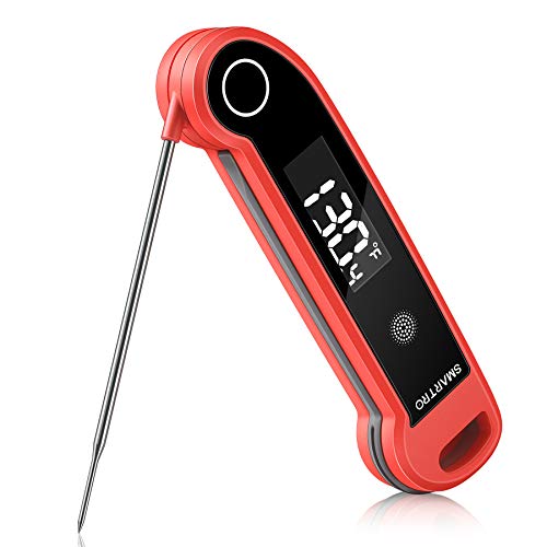 SMARTRO ST49 Digital Thermocouple Instant-Read Meat Thermometer for Food, Grilling, BBQ, Kitchen Cooking, Oil Deep Frying & Candy (Red)