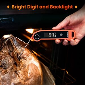 SMARTRO ST49 Digital Thermocouple Instant-Read Meat Thermometer for Food, Grilling, BBQ, Kitchen Cooking, Oil Deep Frying & Candy (Red)