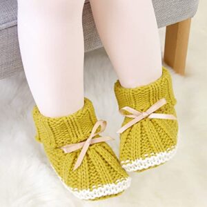 Infant Baby Girls Boys Booties Warm Baby Socks Shoes Newborn Crib Shoes Baby Footwear Size 6 Tennis Shoes Boys (Yellow, 6-12 Months)