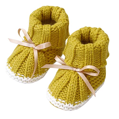 Infant Baby Girls Boys Booties Warm Baby Socks Shoes Newborn Crib Shoes Baby Footwear Size 6 Tennis Shoes Boys (Yellow, 6-12 Months)