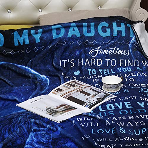 to My Daughter Blanket from Dad Daughter Gift Lion Father Throw Blanket Gift Super Soft Cozy Flannel Blanket for Bed Sofa Birthday Christmas Thanksgiving (to Daughter,dad, 60x50)