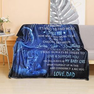 to My Daughter Blanket from Dad Daughter Gift Lion Father Throw Blanket Gift Super Soft Cozy Flannel Blanket for Bed Sofa Birthday Christmas Thanksgiving (to Daughter,dad, 60x50)