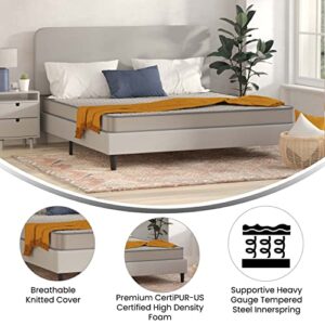 EMMA + OLIVER Asteria Premium Comfort 6" King Size Medium Firm Hybrid Innerspring Mattress in a Box with Knitted Fabric Top and CertiPUR-US Certified Foam