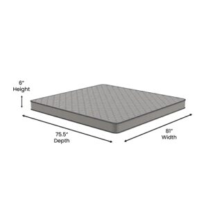 EMMA + OLIVER Asteria Premium Comfort 6" King Size Medium Firm Hybrid Innerspring Mattress in a Box with Knitted Fabric Top and CertiPUR-US Certified Foam