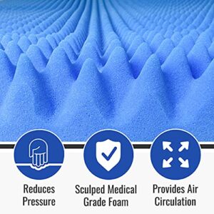 DMI Foam Mattress Topper, Egg Crate Foam Pad, Mattress Pad and Bed Topper for Support, Air Circulation, Pressure Relief and Weight Distribution, Hospital Size Mattress, 33 x 72 x 3 (Pack of 2)