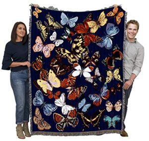 pure country weavers flutterbies butterfly blanket - garden floral gift tapestry throw woven from cotton - made in the usa (72x54)
