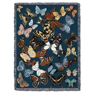 Pure Country Weavers Flutterbies Butterfly Blanket - Garden Floral Gift Tapestry Throw Woven from Cotton - Made in The USA (72x54)