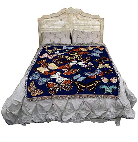 Pure Country Weavers Flutterbies Butterfly Blanket - Garden Floral Gift Tapestry Throw Woven from Cotton - Made in The USA (72x54)