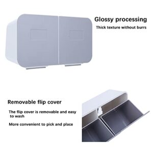 Pssopp Makeup Organizer, Wall Mounted Cotton Pads Dispenser Cosmetics Makeup Cotton Swab Holder for Bathroom Washroom White Gray Canisters