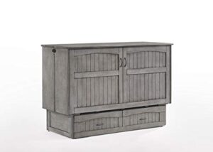 iq furniture alpine queen cabinet bed & mattress- rustic grey (mur-alp-qen-rg)