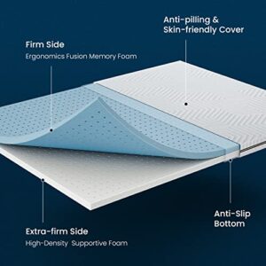 Bedstory 3 Inch Queen Size Memory Foam Mattress Topper, Extra Firm Pain-Relief Bed Topper High Density, Enhanced Cooling Pad Gel Infused, Non-Slip Removable Skin-Friendly Cover, CertiPUR-US Certified