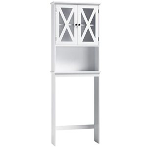 sauder cottage road over-toilet bathroom etagere with doors, white finish