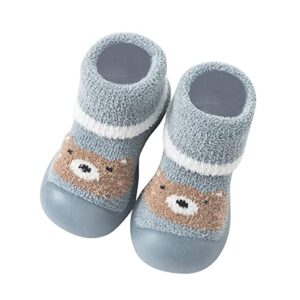 0-6 months kids boys girls shoes thickened cute cartoon socks shoes prewalker sneaker toddler dress shoes size 11 (sky blue, 18-24 months)