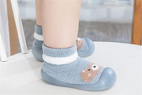 0-6 Months Kids Boys Girls Shoes Thickened Cute Cartoon Socks Shoes Prewalker Sneaker Toddler Dress Shoes Size 11 (Sky Blue, 18-24 Months)