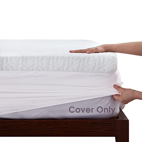 BEDLUXURY Mattress Topper Cover Removable (Cover Only) 3inch Queen Size Cool Mattress Protectors Washable with 18 inch Deep Pocket Bamboo Fabric with Zipper