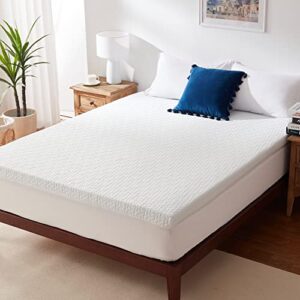 BEDLUXURY Mattress Topper Cover Removable (Cover Only) 3inch Queen Size Cool Mattress Protectors Washable with 18 inch Deep Pocket Bamboo Fabric with Zipper