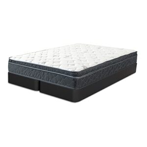 Greaton 12" Full Breathable Medium Firm Support Hybrid Mattress in a Box with Pressure Relieving Quilted Eurotop for Cloud Like Comfort with 8" Box Spring, Black