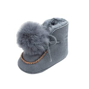 infant babys boys girls winter hair ball fluffy cotton shoes toddler shoes babys shoes cotton boots size 7 boys shoes (grey, 12 months)