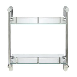 modona double wall glass shelf with pre-installed rail - polished chrome - oval series - 5 year warrantee