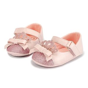 Fashion Crown Princess Shoes Little Kid Shoes Non Slip Soft Sole Walking Shoes Baby Shoes 7 Toddler Boy Shoes (Pink, 12-18 Months)