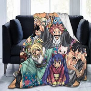 hevane autumn winter home fleece throw blanket,fairy tail all characters coral plush travel blankets carpet bedspreads sofa cover bedroom decor for couch dorm room 50 inchx40 inch
