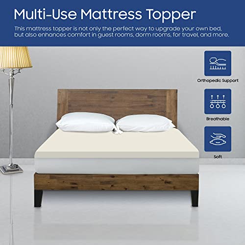 Spring Solution 1-Inch Foam Topper,Adds Comfort to Mattress, Twin Size