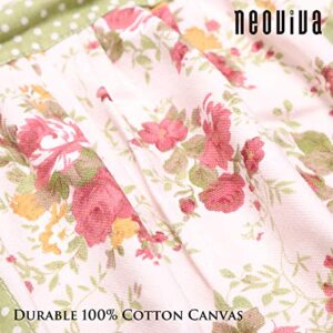 NEOVIVA Kitchen Aprons for Women with Pockets,Cooking Aprons for Women Vintage Apron for Baking BBQ and Gardening Floral Quartz Pink