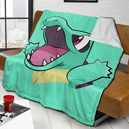 Fluffy Blanket Happy Totodile Bed Blankets Super Soft Reversible Sherpa Fleece Blanket Throws 60" X50