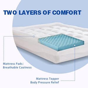 SINWEEK Dual Layer 4 Inch Memory Foam Mattress Topper, Queen Size, 2 Inch Gel Memory Foam Plus 2 Inch Extra Thick Pillowtop Cover, Pressure Relieve Soft Mattress Pad