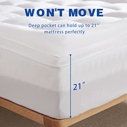 SINWEEK Dual Layer 4 Inch Memory Foam Mattress Topper, Queen Size, 2 Inch Gel Memory Foam Plus 2 Inch Extra Thick Pillowtop Cover, Pressure Relieve Soft Mattress Pad