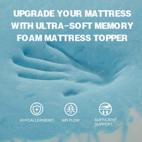 SINWEEK Dual Layer 4 Inch Memory Foam Mattress Topper, Queen Size, 2 Inch Gel Memory Foam Plus 2 Inch Extra Thick Pillowtop Cover, Pressure Relieve Soft Mattress Pad