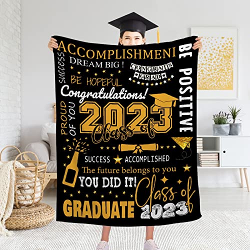 FUNBIRD Graduation Blanket Gifts 2023,Seniors Class of 2023 Graduation Throw Blanket,Home Decor Blanket for Senior/College/School Graduation for All Season,60"x80"-Adults/Twin Size