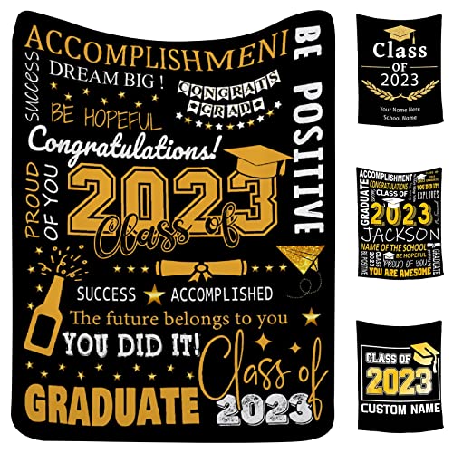 FUNBIRD Graduation Blanket Gifts 2023,Seniors Class of 2023 Graduation Throw Blanket,Home Decor Blanket for Senior/College/School Graduation for All Season,60"x80"-Adults/Twin Size