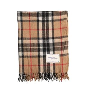 the scotland kilt company border tweeds knee travel rug blanket wool tartan - camel thomson