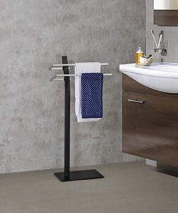 kings brand furniture - sierra metal freestanding bathroom towel rack stand, black/chrome