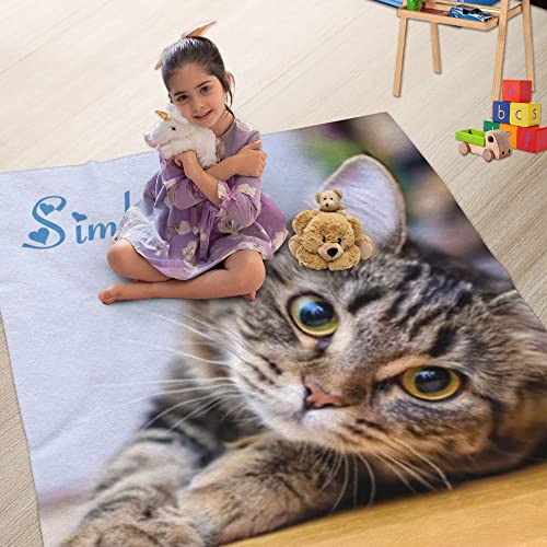 Gifts for Cat Lovers, Custom Cat Print Themed Blanket Personalized Photo Blanket for Pets, Cat Lovers Gift Ideas Soft Throw Blankets for Women Girls Christmas Birthday Gifts with Cute Cats 30x40 Inch