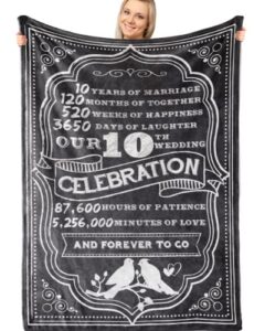 innobeta 10th anniversary tin gifts, 10th marriage wedding anniversary, valentine's day gifts for husband, wife, 10 year wedding anniversary blanket for him, 10th for her and couple (50"x65")